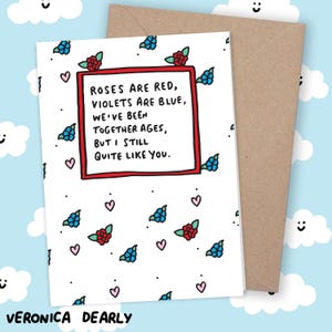 Divertente e carino biglietto di auguri per San Valentino, biglietto di anniversario, rosa, impertinente, umorismo, personalizzato, personalizzato, Veronica Dearly