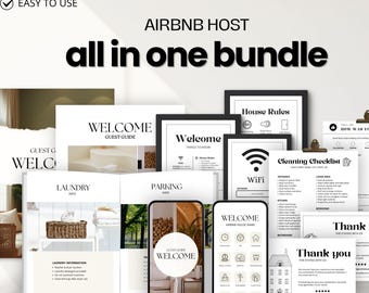 Plantilla para anfitriones de Airbnb para alquileres vacacionales / Libro de bienvenida para alquileres a corto plazo / Libro de visitas de Airbnb / Plantilla de carteles / Lista de verificación / Vrbo