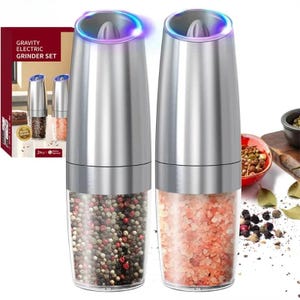 Gravity Sensing Electric Salt and Pepper Grinder Adjustable Coarseness Battery Powered Automatic Spice Grinders Kitchen Tools