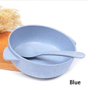 Wheat Straw Bowl and Chopstick Set, Home Eating Bowl and Spoon, Creative Children's Tableware, Anti drop.