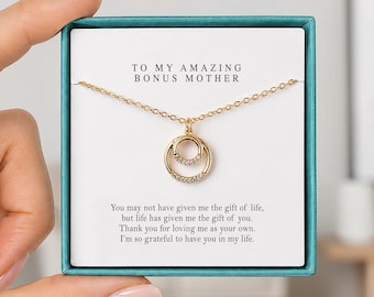 Bonus Mom Necklace, Bonus Mom Gift from Bride, Stepmom Wedding Gift, Mother's Day Gift for Bonus Mom, Bonus Mom Birthday Gift,