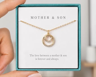 Mother and Son Necklace, Mom and Son Gift, Mother Son Jewelry, Gift for Mom from Son, Mom Birthday Gift, Mother's Day Gift, Christmas Gift