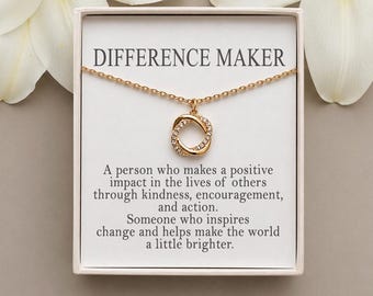 Difference Maker Necklace, Team Leader Gift, Gift for Mentor, Gift for Teacher necklace, Coworker Appreciation Gift, To Say Thank You Gift
