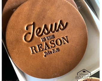 Jesus 316 Leather Coasters Set of 4 Item 2605COSJ316