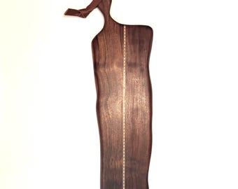 Unique American Walnut Board with Inlay & Handle Item # 2609UWAR025