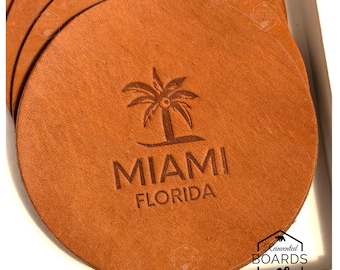Miami Leather Coasters Set of 4 Item 2605COSMIA