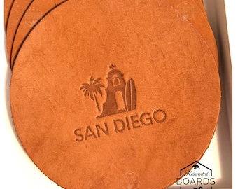 San Diego Leather Coasters Set of 4 Item 2605COSDIEGOCA