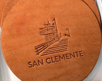 San Clemente Leather Coasters Set of 4 Item 2605COSCLEM