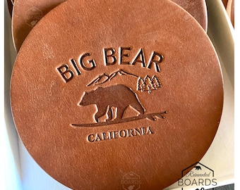 Big Bear Leather  Style #2 Coasters Set of 4 Item 2605COSBIGB2