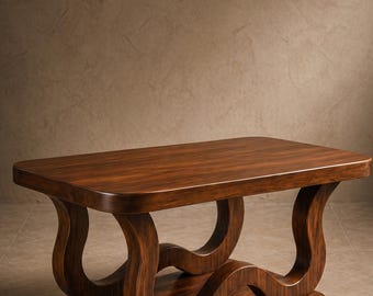 Consolle in noce intagliata a mano / Tavolino d'ingresso scultoreo in legno / Credenza da corridoio dal design moderno a onde