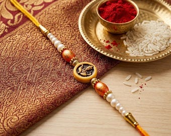 Ganesh Rakhi for Brother with Roli Chawal | Designer Rakhi Thread | Raksha Bandhan Gift USA