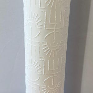 Tall Cuno Fischer Rosenthal Vase, White Bisque Geometric Cylinder 15", MCM Studio Line Germany, Minimalist Textured Art Pottery
