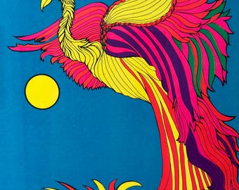 Original 1960s Psychedelic Phoenix Poster No. 180, Karenia Kaminski, Steve Sachs Blacklight Art