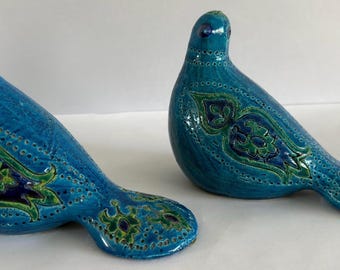 Vintage Bitossi Rimini Blue Bird Dish: Mid-century Ceramic Lidded