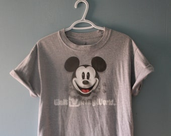 Vintage Mickey Mouse T-shirt, Grey faded Mickey Tee, Vintage Disneyland Unisex size medium