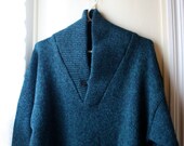 Vintage heather green shawl collar sweater oversized cozy wool wrap collar sweater by Cricketeer Unisex size small