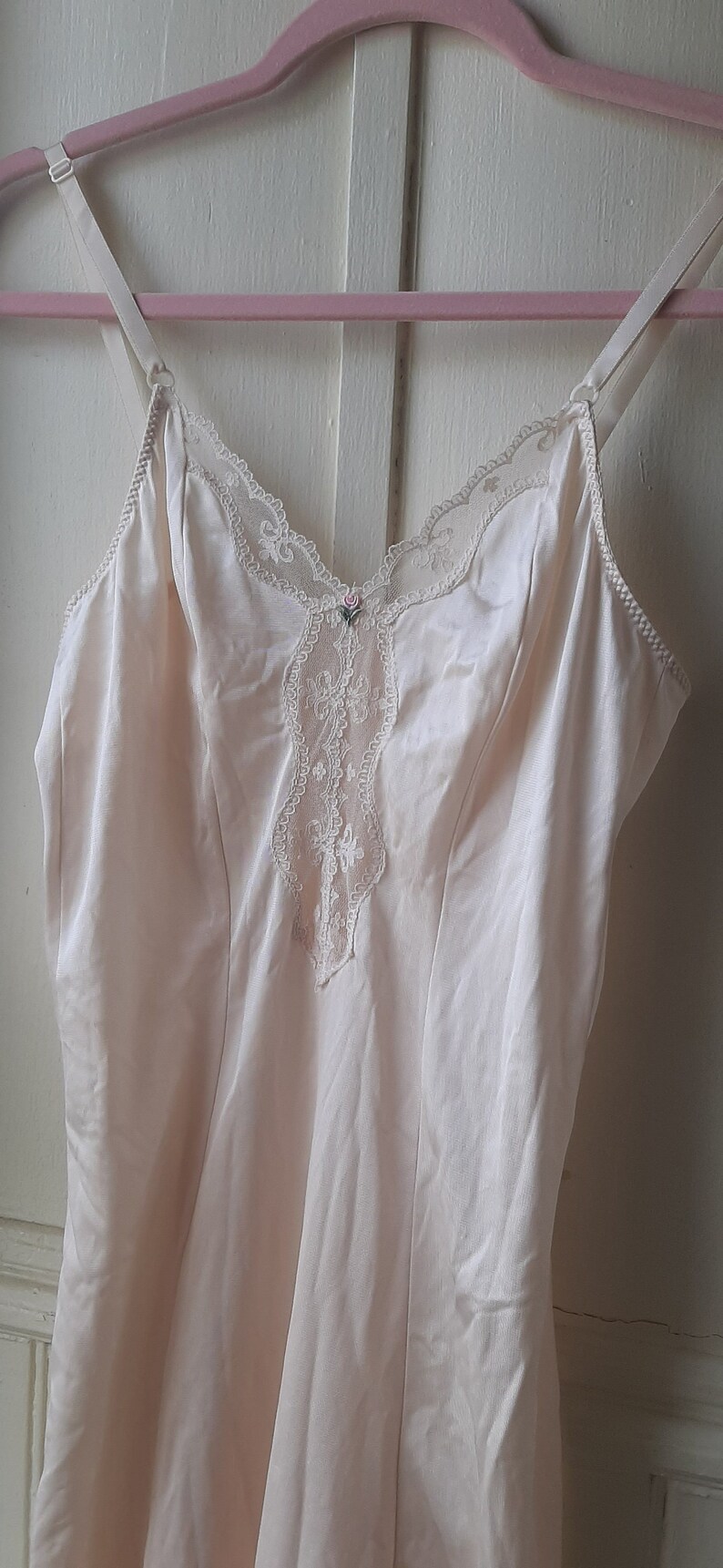 Vintage 'Sweet Nothings' Maidenform lingerie, vintage nude slip dress, mid-century champagne midi slip, 32 chest image 2