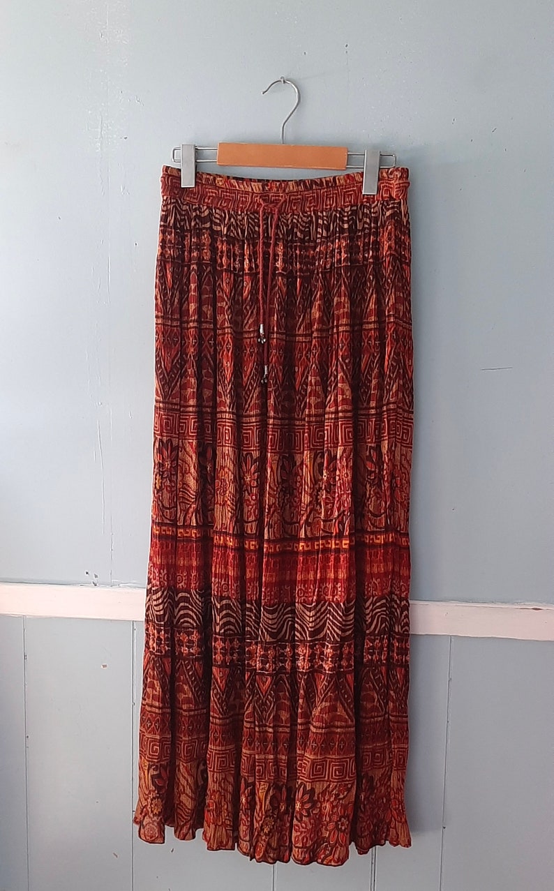 Vintage 1990s boho maxi skirt /broomstick skirt / festival skirt/ Indian cotton gauzy hippie skirt / Size Small to Medium zdjęcie 6