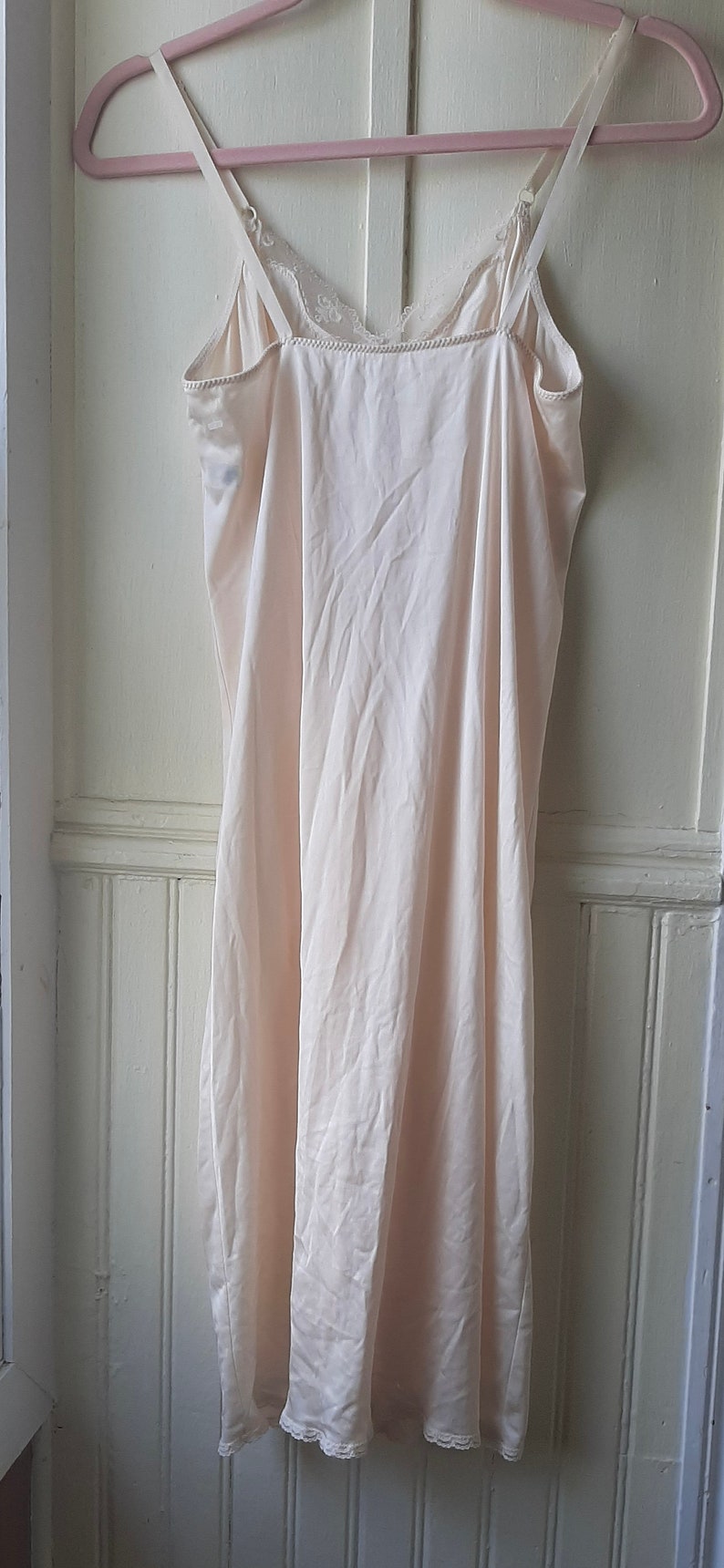 Vintage 'Sweet Nothings' Maidenform lingerie, vintage nude slip dress, mid-century champagne midi slip, 32 chest image 9