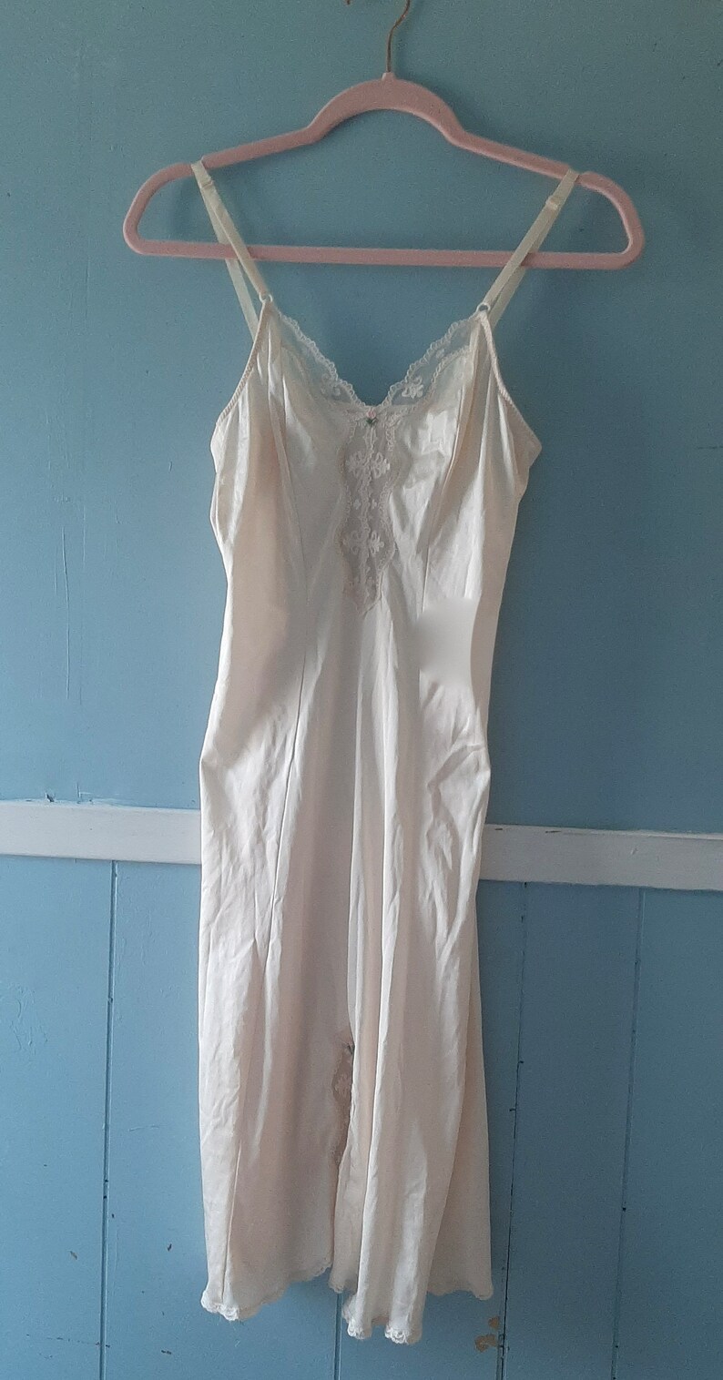 Vintage 'Sweet Nothings' Maidenform lingerie, vintage nude slip dress, mid-century champagne midi slip, 32 chest image 4