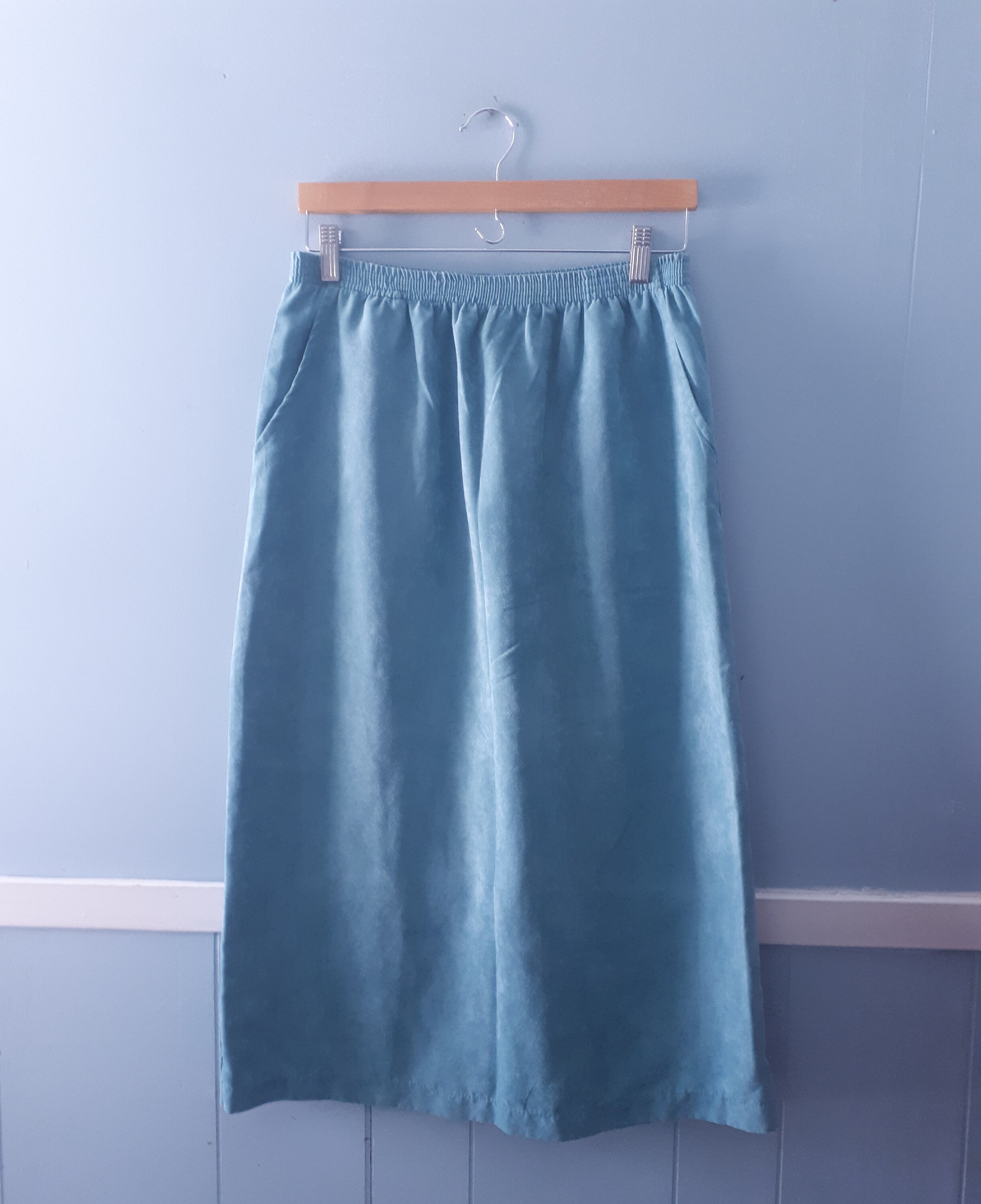 Vintage Aqua Green Midi Skirt With Pockets by Hasting & Smith Etsy