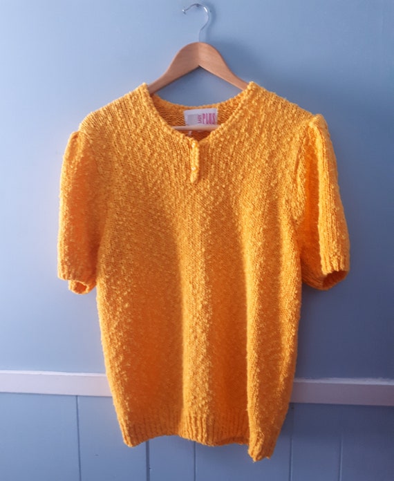 Lady Plus 1980's Boucle Knit Sweater in mustard ye