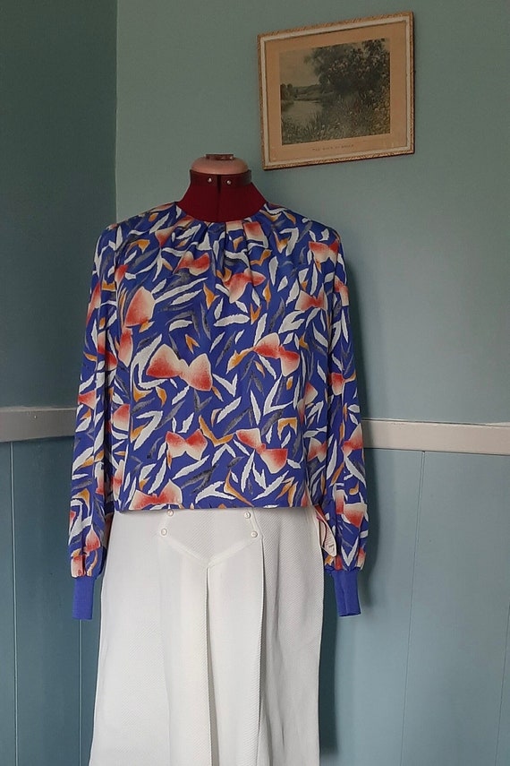 Vintage reworked cropped blouse, Boxy style crop … - image 1