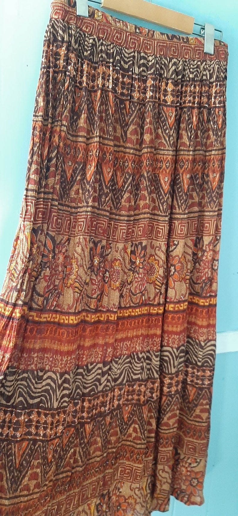 Vintage 1990s boho maxi skirt /broomstick skirt / festival skirt/ Indian cotton gauzy hippie skirt / Size Small to Medium zdjęcie 4