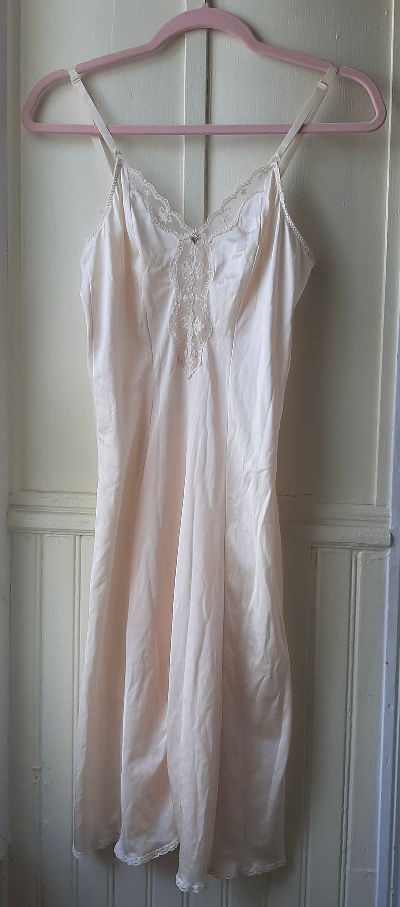 Vintage 'Sweet Nothings' Maidenform lingerie, vintage nude slip dress, mid-century champagne midi slip, 32 chest image 8