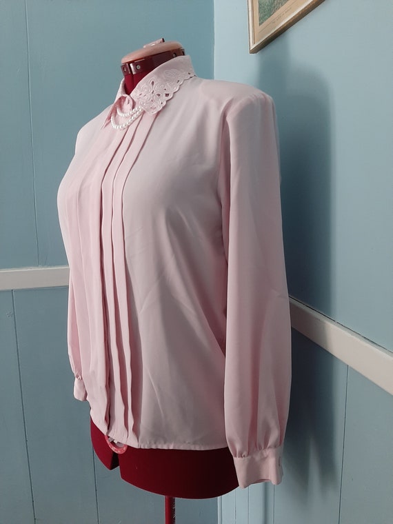 1980 Cottage core Carroll Reed pink blush blouse … - image 9