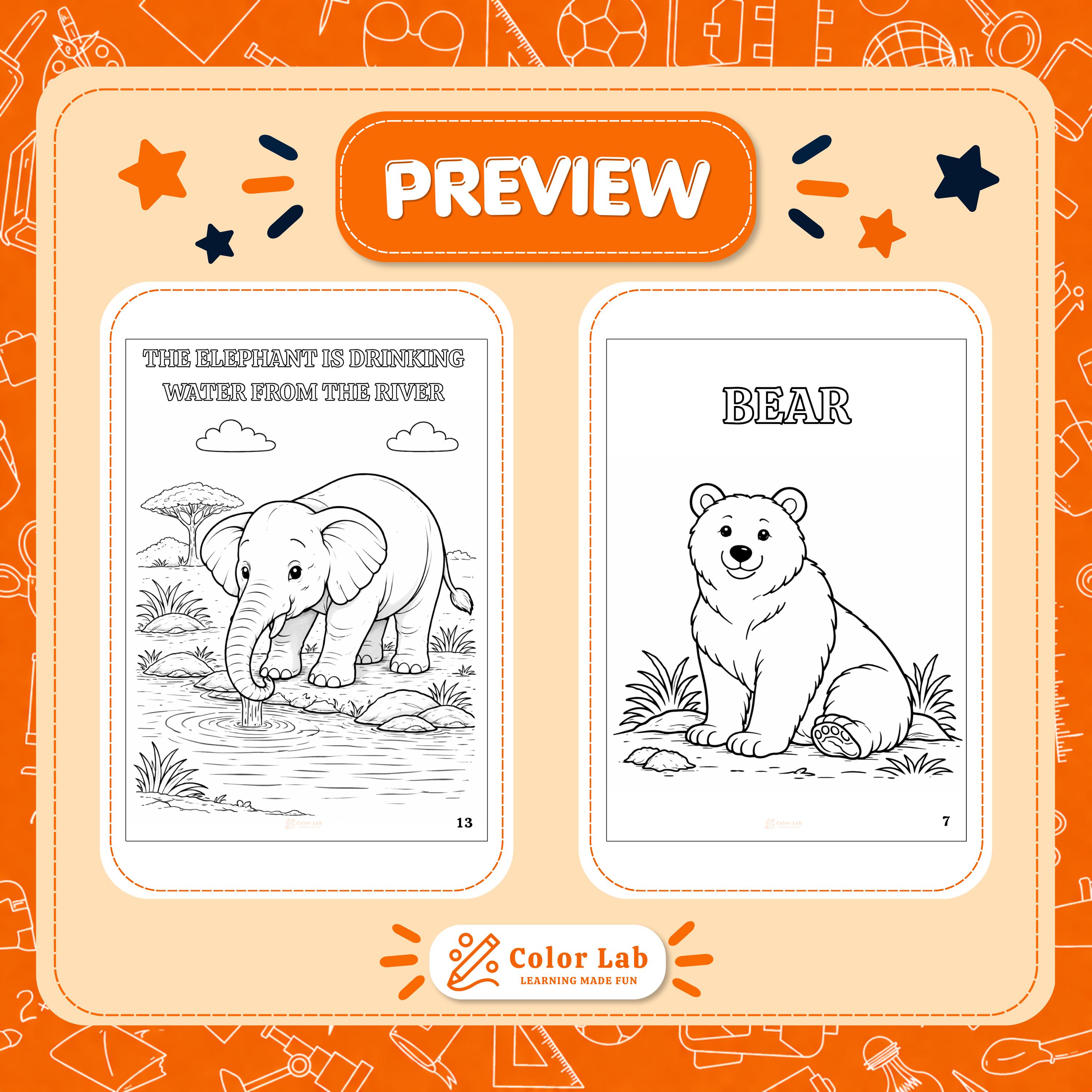 Wild Animals Coloring Book for Kids | Printable PDF | Fun & Educational ...