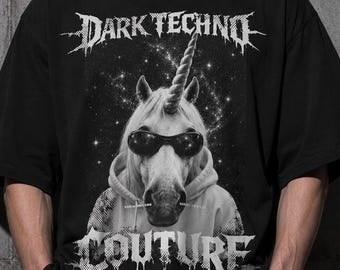 DarkTechno Couture All-Over Print Oversized T-Shirt / Berlin Unicorn Series tee