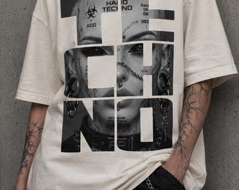 Underground Techno Oversized T-Shirt, Cyberpunk Streetwear Graphic Tee, Berlin Rave Outfit