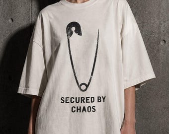 Safety Pin Oversized T-Shirt, Punk Graphic Tee, Grunge Streetwear
