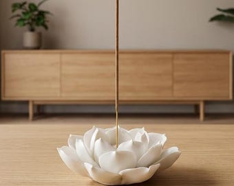 Ceramic Lotus Flower Incense Holder, Zen Ash Catcher Stick Burner, Boho Meditation Altar Decor, Spiritual Gift for Her