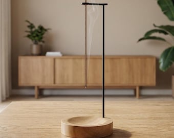 Porta incenso sospeso, bruciatore di incenso minimalista in metallo e legno, decorazione zen per scrivania, regalo di incenso per lei