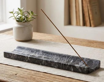 Marble Incense Holder for Sticks, Natural Stone Ash Catcher Tray, Luxury Minimalist Zen Burner, Meditation Yoga Spa Home Altar Decor Gift