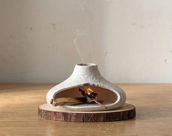 Ceramic Palo Santo Burner, Chimney Incense Holder, Wabi Sabi Tabletop Fireplace, Meditation Decor, Spiritual Gift