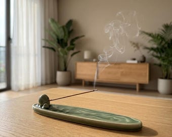 Keramik Weihrauch Halter Tablett, Grün Seladon Aschefänger, Zen Schildkröte Weihrauchbrenner, Meditation Dekor, Geschenk im japanischen Stil