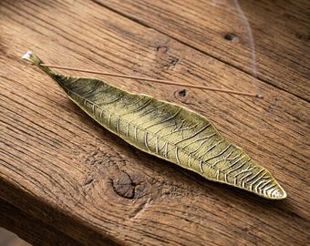 Leaf Incense Stick Holder, Metal Ash Catcher Tray, Zen Meditation Altar Decor, Japandi Boho Spiritual Gift