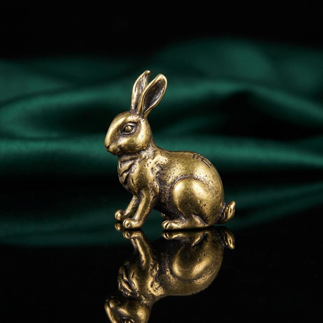 Solid Brass Rabbit Figurines Miniature Woodland Animal Sculptures Set ...