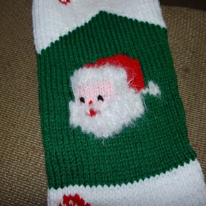 Personalized Handmade Knitted Christmas Stocking Wool Available Santa with fuzzy beard & Candy Cane Ready for Christmas 2024 image 4