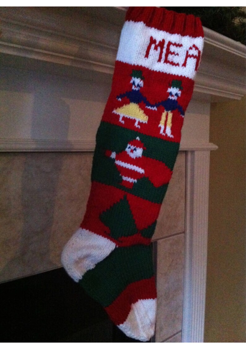 Digital Christmas Knitting Pattern For The Kids Santa Tree Stocking