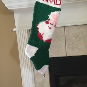 Personalized Handmade Knitted Christmas Stocking *Wool Available*- Santa Design - Ready for Christmas 2024