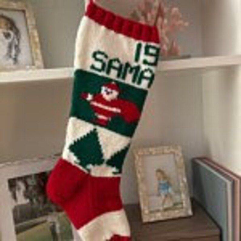 Personalized Handmade Knitted Christmas Stocking Wool Available Santa & Tree Ready for Christmas 2024 image 1