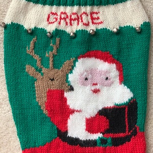Personalized Handmade Knitted Christmas Stocking *Wool Available* - Santa & Reindeer - Ready for Christmas 2025