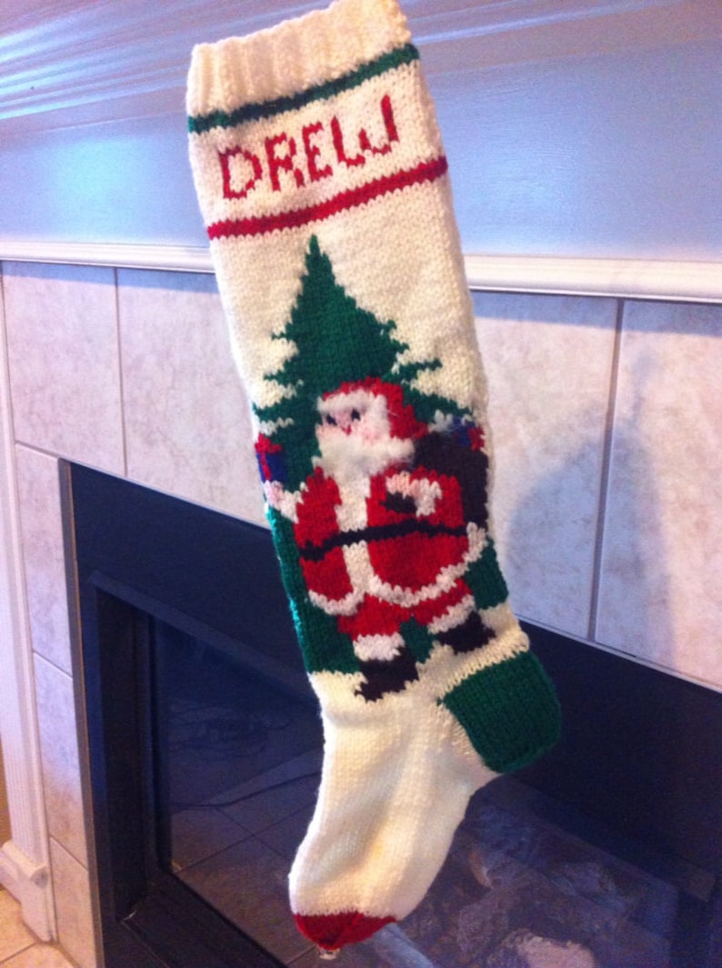 Personalized Handmade Knitted Christmas Stocking wool Etsy