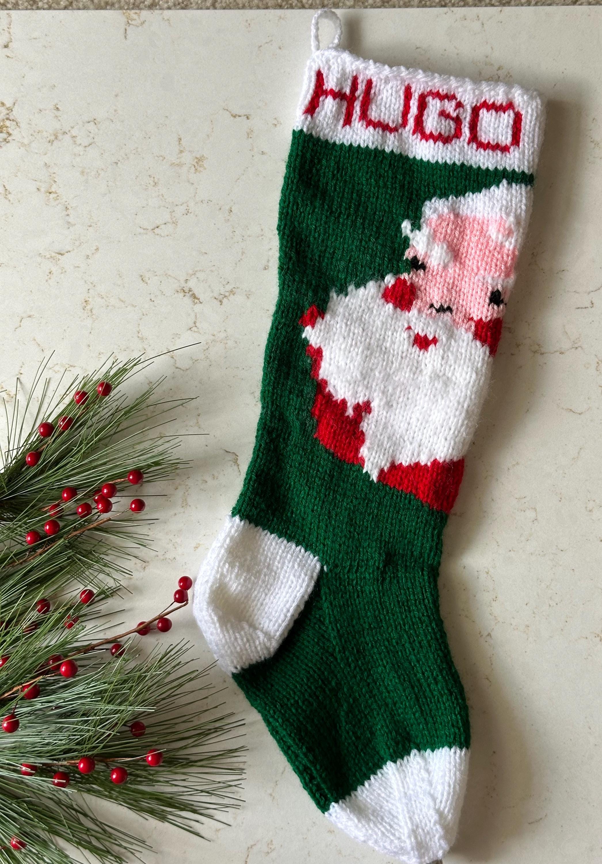 Personalized Handmade Knitted Christmas Stocking *Wool Available*- Santa Design - Ready for Christmas 2025