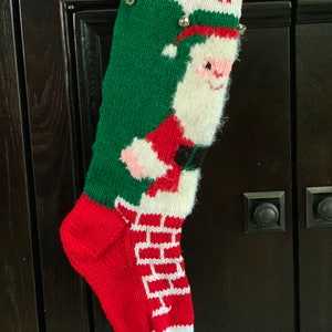 Personalized Handmade Knitted Christmas Stocking *Wool Available* - Santa Design - Ready for Christmas 2023