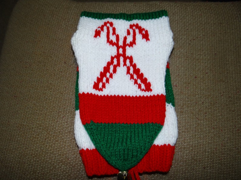 Personalized Handmade Knitted Christmas Stocking Wool Available Santa with fuzzy beard & Candy Cane Ready for Christmas 2024 image 5